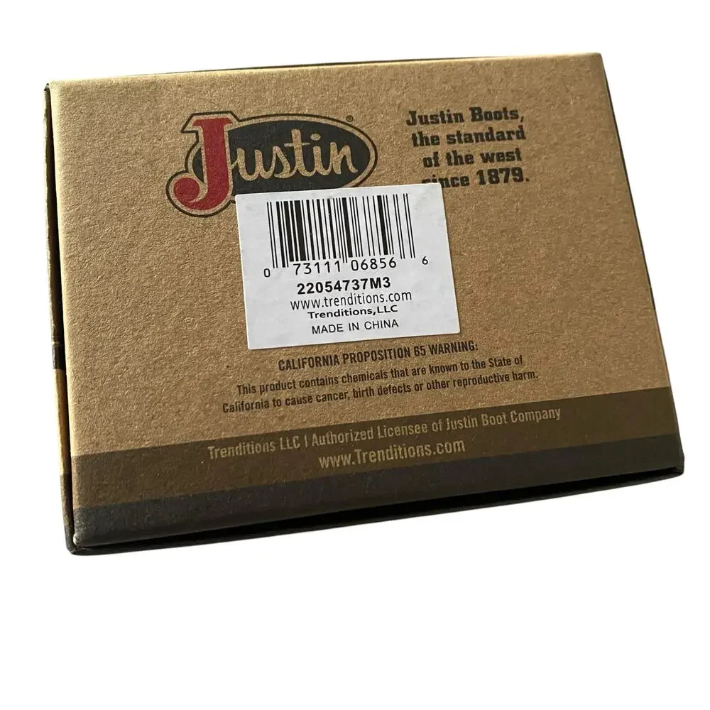 NWT Men's Justin Two Tone Chestnut Genuine Leather Card Wallet w/ Embossed Logo
